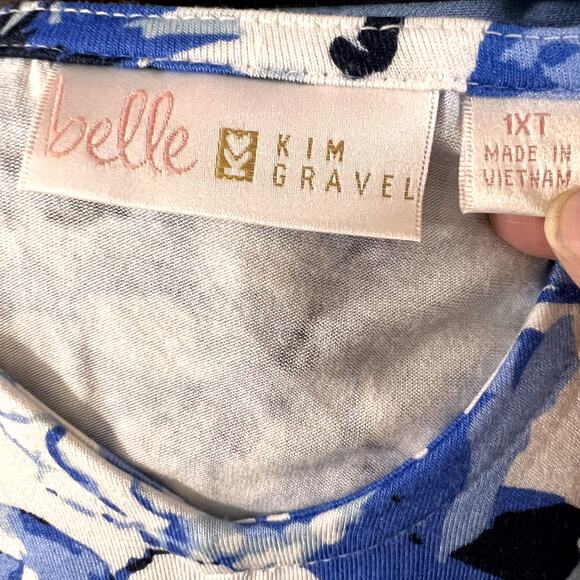 Belle by Kim Gravel Maxi Dress Cardigan Set Blue Floral Knit 1X Tall Two Piece - Picture 8 of 11